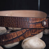 32 MM Vincenzo crocodile print vegetable tanned real leather belt of Italian origin