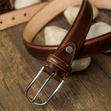 32 mm Santo Classic and Luxurious Italian Vegetable Tanned Full Grain Vacchetta Real Leather Dress Belt
